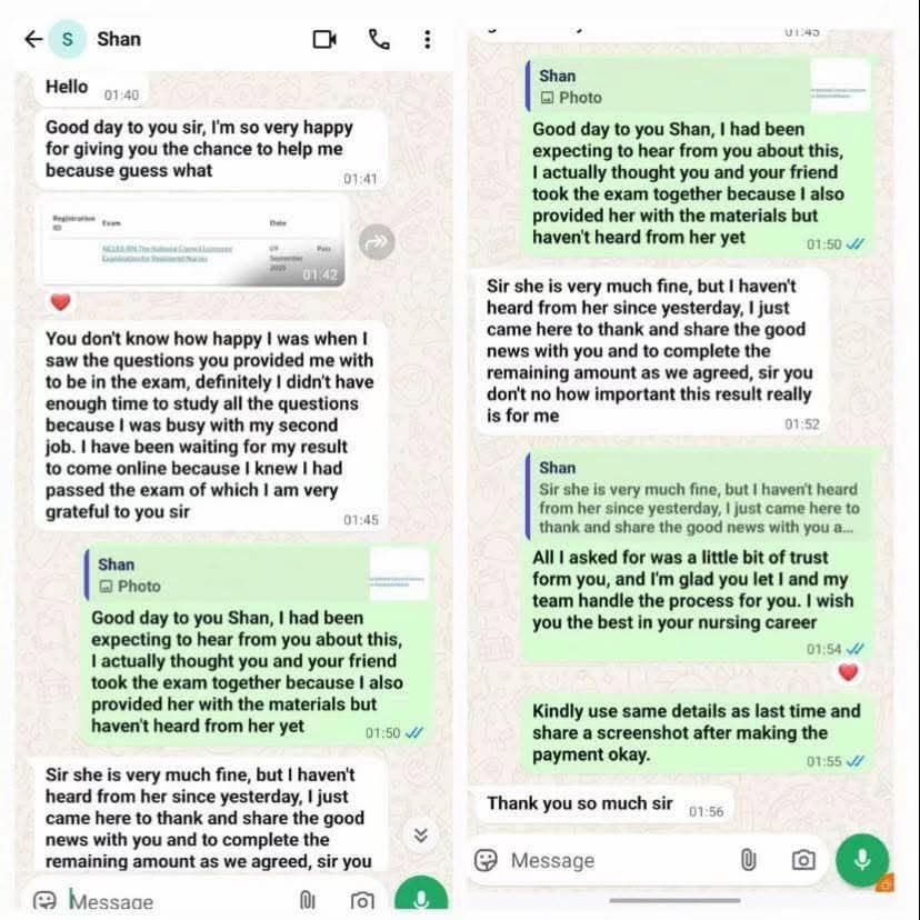 Nurse Andrew candidate review screenshot
